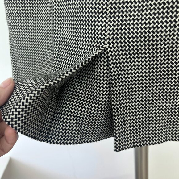 dibari Wool Blend Black White Tweed Over the Knee Pleated Hem Midi Skirt Sz 6 - Picture 4 of 13